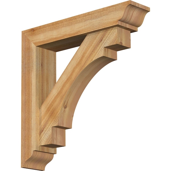 Ekena Millwork Merced Traditional Rough Sawn Bracket w/ Offset Brace, Western Red Cedar, 6"W x 28"D x 28"H BKT0604X28X28MRC01RWR - main